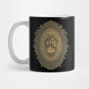 vector illustration of an antique human heart with engraving frame and ornament Mug